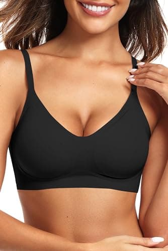 Vertvie Womens Seamless Bra No Underwire Comfort Push Up Bras Buttery Soft Wireless Bralette Full Coverage Sport Everyday Bra(Black,X-Large) - Image 1