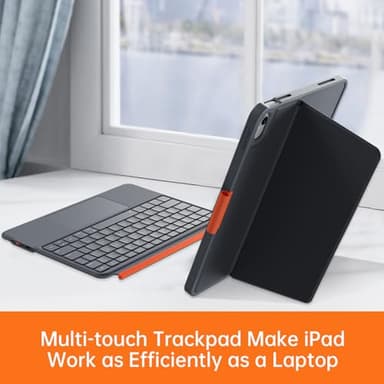 Case with Keyboard for iPad 10th Generation & 11th (A16, 2025): Bluetooth Wireless Detachable Magnetic Stand Rechargeable Keyboard with Folio Slim Compact Removable Cover with Trackpad, White Backlit - Image 4