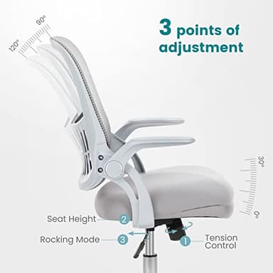 SMUG Home Office Desk Chair, Ergonomic Computer Managerial Executive Chairs Mid-Back Work Swivel Task Chairs with Wheels, Lumbar Support, Comfy Flip-up Armrest for Gaming, Study, Student - Image 6