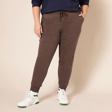 Amazon Essentials Women's Fleece Jogger Sweatpant (Available in Plus Size), Brown Heather, Large - Image 5