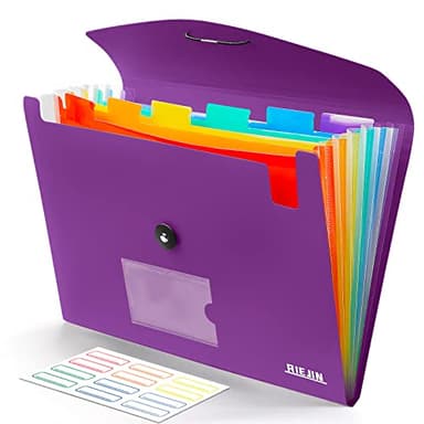 Accordian File Organizer 7 Pocket Expanding File Folder with Labels, Plastic Expandable File Folder for Documents Letter Size A4 Papers - Purple - Image 1