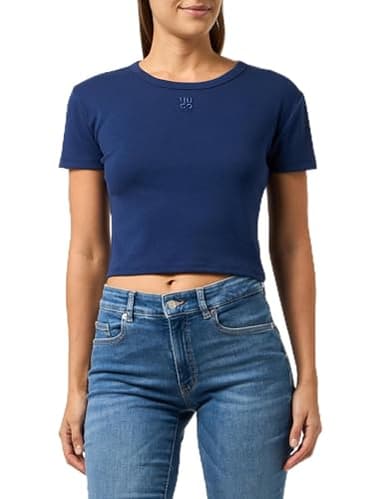 HUGO Stacked Logo Baby Tee, Blue Sapphire, L - Image 1