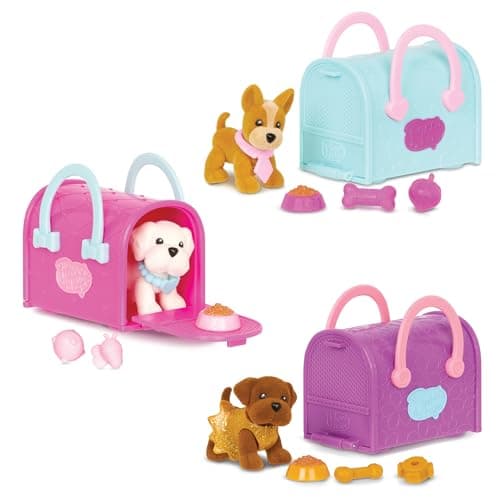 Pucci Pups - Collectible Puppy Set – Chocolate Lab, Maltese, Chihuahua – Carrier Purse – Dog Accessories Included – Toys for Kids 3+ - Image 1