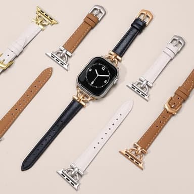 Leather Band Compatible with Apple Watch Bands for Women, Dressy Fancy Strap for iWatch Series 11/10/9/8/7/6/5/4/3/2/1/se(38mm 40mm 41mm 42mm,Light Brown/Rose Gold) - Image 6