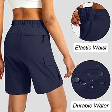 Viodia Women's 7" Hiking Cargo Shorts with Pockets Quick Dry Lightweight Shorts for Women Golf Casual Summer Shorts Navy - Image 3