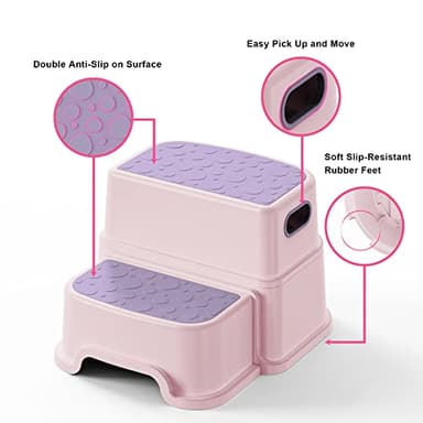 Two Step Stool for Kids -Toddler Step Stool for Bathroom Sink-Dual Height 9.5" Non-Slip for Potty Training, Kitchen, Bedroom & Classroom ((Includes Two Ducks) - Image 4