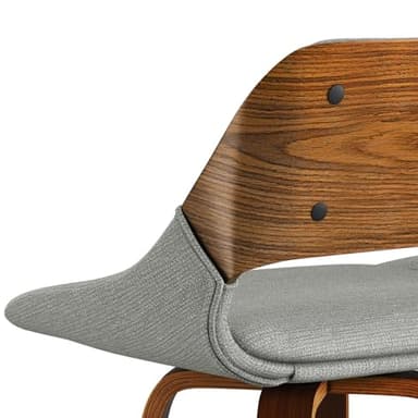 SIMPLIHOME Carly Swivel Bar Stools (Set of 2) - 16 inch Seat Height Upholstered Wood Chairs in Grey Linen Look Fabric, Contemporary Seating for Kitchen or Bar with Walnut Finish - Image 9