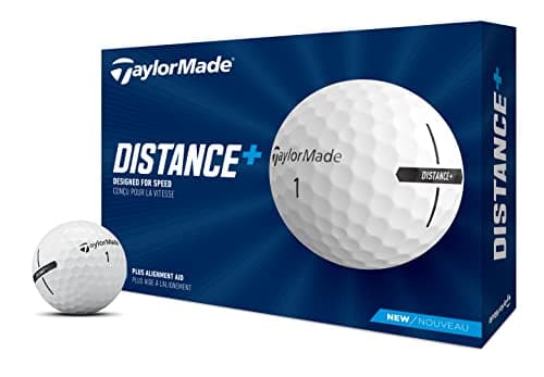 TaylorMade Distance+ Golf Balls, High-Velocity Performance, React Speed Core, Extended Flight Dimple Pattern, 12 Count, White - Image 1