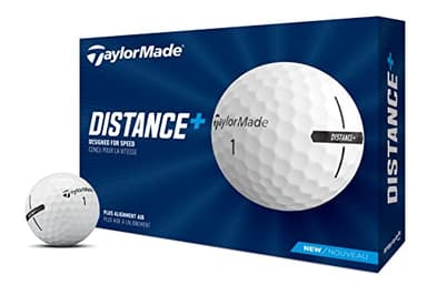 TaylorMade Distance+ Golf Balls, High-Velocity Performance, React Speed Core, Extended Flight Dimple Pattern, 12 Count, White - Image 1