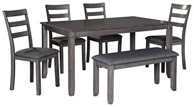 Signature Design by Ashley Bridson Modern 6 Piece Dining Set, Includes Dining Table, 4 Chairs & Bench, Gray - Image 1