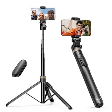 Sensyne 72" Extendable Tripod for iPhone & Selfie Stick with Detachable Phone Holder & Wireless Remote, Compatible with All Cell Phones, Black - Image 1