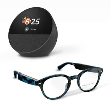 Amazon Echo Frames (newest model) + Echo Spot (newest model), Smart Glasses with Alexa, Round frames in Blue Tortoise with prescription ready lenses - Image 1