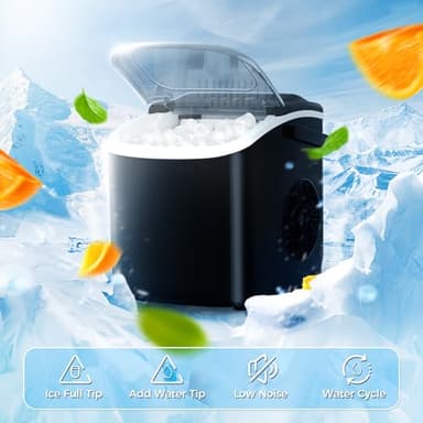 Antarctic Star Countertop Ice Maker,Portable Ice Makers with Self-Cleaning, Bullet Ice Machine, 26Lbs/24H, 9 Ice Cubes Ready in 6 Mins for Kitchen Bar Party RV, Black - Image 7