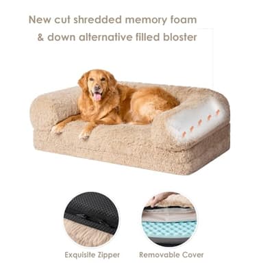 EHEYCIGA Foldable Human Dog Bed, 72"x44"x11" Orthopedic Memory Foam Human Sized Dog Bed, Waterproof Pet Bed for People, Faux Fur Pet Couch for Adult with Non-Slip Bottom, Camel - Image 6