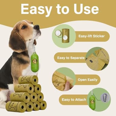 Lesibag Dog Poop Bags With Dispenser, Strong and Leak-proof Waste Bags for Pets, Floral Scented, 270 Count (18 Packs of 15), 13 Inch x 9 Inch (Khaki) - Image 4