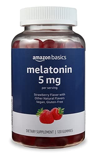 Amazon Basics Melatonin, Sleep Support Gummies, Strawberry Flavor, 5mg, 120 Count (Previously Solimo) - Image 1