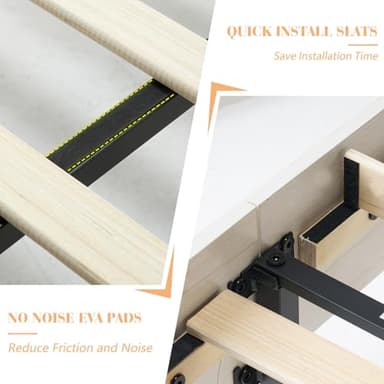 AMERLIFE Farmhouse Full Size Bed Frame with Sliding Barn Door, Wooden Rustic Platform Bed Frame with 47" Tall Headboard, Noise-Free, Solid Wood Slats & Metal Support, No Box Spring Needed, White - Image 7