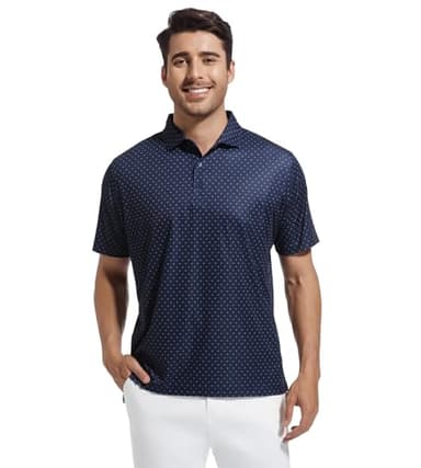 Alex Vando Mens Golf Shirt Moisture Wicking Classic Print Golf Shirts for Men,Navy Sail,L - Image 3