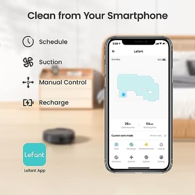 Lefant M210 Pro Robot Vacuum Cleaner, Slim and Quiet, 3 Suction Levels, 6 Cleaning Modes, Schedule Time, WiFi/APP/Alexa, 120-Min Runtime, Self-Charging, Perfect for Pet Hair and Hard Floors - Image 9
