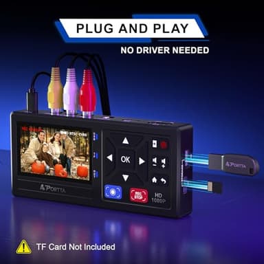 Portta VHS to Digital Converter with 128GB USB3.0 Flash Drive, Video to Digital Recorder Compatible with VHS, VCR, DVR, DVD, Hi8, Mini DV Players, Camcorder (Tapes/DVD Player Not Included) - Image 3