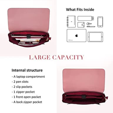 ECOSUSI Laptop Bag for Women Vegan Leather Messenger Purse Fashion Briefcase Backpack 15.6 inch Computer Satchel Handbag - Image 4