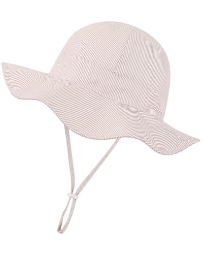 Baby Sun Hat Toddler Girls Bucket Hats Protection Beach Hat UPF 50+ Toddler Wide Brim Bucket Summer Hats AKahki 0-6 Months - Image 1