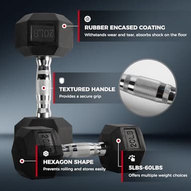 RITFIT 300/350/450/650/180/200/210 LB Rubber Hex Dumbbells Set with Optional Dumbbell Rack, Multi Weight Set to Choose, Ideal for Home Gym and Fitness(350LB Set with Rack) - Image 5