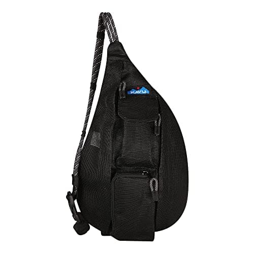 KAVU Mini Beach Rope Bag Mesh Crossbody Sling Backpack - Black