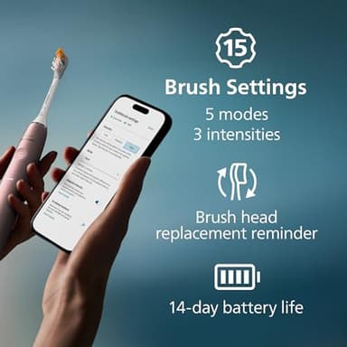 Philips Sonicare DiamondClean 9900 Prestige Electric Toothbrush - with SenseIQ Technology and Advanced AI App, 5 Brushing Modes, 3 Intensity Levels, Charging Travel Case, Pink, Model HX9990/13 - Image 8