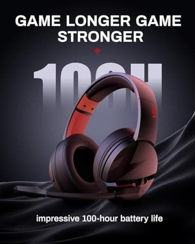 acer Wireless Gaming Headset, PS5 Headset with 2.4GHz for Ps5, Ps4, PC, Switch, Bluetooth 5.3 + 100Hrs Gaming Headphones with Noise Canceling Mic for Laptop, Mobile, Mac, 50mm Drivers (Red) - Image 2