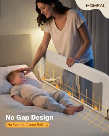 HOMEAL 32"x24" Bed Rail for Toddlers - Foldable Bed Side Rail with U-Shape Base, Baby Bed Rail Guard for Twin, Full, Queen, King Mattress, Grey/White 1 Pack - Image 7