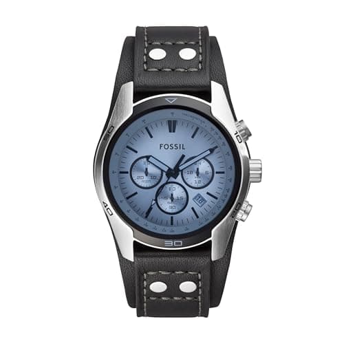 Fossil Men's Coachman Quartz Stainless Steel and Leather Chronograph Watch, Color: Silver, Black (Model: CH2564) - Image 1