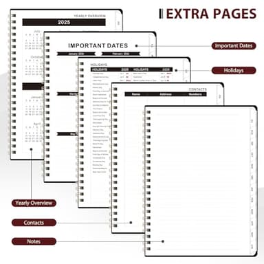 Daily Planner 2025-2026, July 2025 - June 2026 Planner, Hard Cover Calendar Planning Book with Tabs, Notes Pages, 6.3" x 8.4", Academic Weekly&Monthly School Organizer for Students Teachers, Black - Image 5