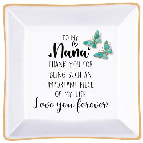 PUDDING CABIN Nana Gifts - Jewelry Dish Trinket Tray Birthday Gifts for Nana from Grandkids, Thanksgiving Mothers Day Gifts for Nana Grandmother - Image 1
