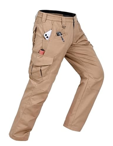CNBQDD Work Pants for Men Construction Ripstop Cargo Tactical Pants Waterproof Lightweight Hiking Outdoor Pants with Pockets Khaki 44Wx34L - Image 1