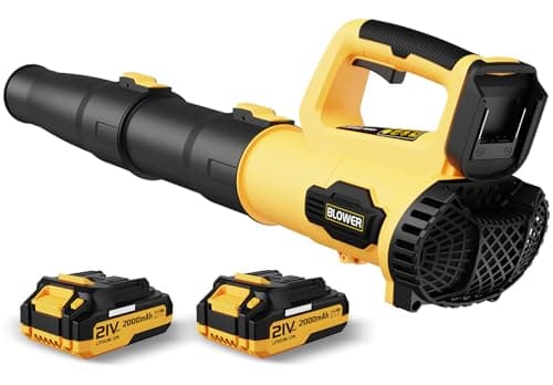 LEAPUL Leaf Blower, 21V Electric Cordless Leaf Blower, 2 X 2.0Ah Batteries and Charger Included, Lightweight Leaf Blower for Patio Cleaning, Lawn Care, Blowing Leaves and Dust, etc. LP69, Yellow - Image 1