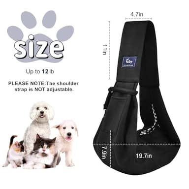 CUBY Dog and Cat Sling Carrier - Hands Free Reversible Pet Papoose Bag - Soft Pouch and Tote Design - Suitable for Puppy, Small Dogs Cats Outdoor (Black Senior, Unadjustable Strap) - Image 7