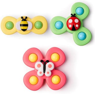 LiKee Strong Suction Cup Fidget Rotating Sensory Bath Toys for Baby, Airplane Car Travel Table & Window Toys for Toddler Boys and Girls, 12+ Months - Image 1