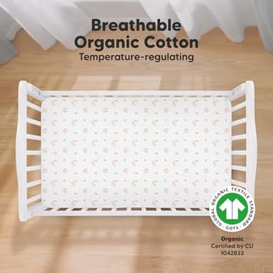 KeaBabies 2-Pack Organic Crib Sheets for Boys, Girls - 52x28 Fitted Crib Mattress Sheet Neutral, Breathable Jersey Cotton Cover for Baby Bed, Toddler Mattress, Soft & Cute Prints (Nibbles/Bruce) - Image 2