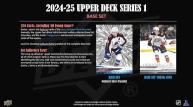 2024-2025 Upper Deck Series One Hockey NHL Trading Card Blaster Box (1 Young Guns Rookie Card and 1 Blaster Exclusive Green Dazzler Card! Per Box) - Image 3
