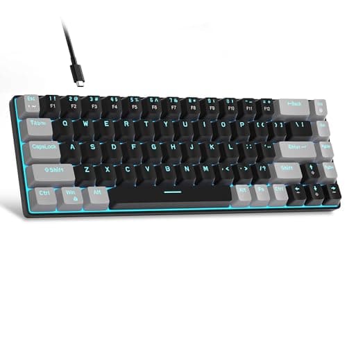 MageGee Portable 60% Mechanical Gaming Keyboard, MK-Box LED Backlit Compact 68 Keys Mini Wired Office Keyboard with Red Switch for Windows Laptop PC Mac - Black/Grey - Image 1