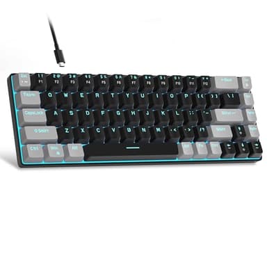 MageGee Portable 60% Mechanical Gaming Keyboard, MK-Box LED Backlit Compact 68 Keys Mini Wired Office Keyboard with Red Switch for Windows Laptop PC Mac - Black/Grey - Image 1