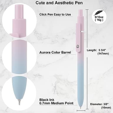 LINFANC Gel Pens, 10 pcs Medium Point 0.7mm, Gradient Color, Black Ink, Retractable Design, Aesthetic Pens for Journaling, School Supplies, Office Supplies - Image 3