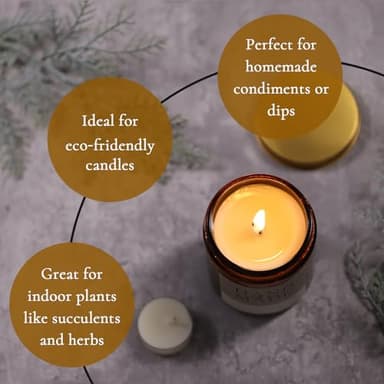 LETINE 12 Pack, 8 OZ Thick Amber Glass Jars with Gold Lids - Candle Vessels for Candle Making, Glass Candle Jars with Lids, Empty Candle Jars for Sugar Scrubs, Herbs, and Bridesmaids Proposal Gifts - Image 6