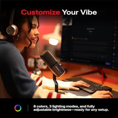 MAONO PD100W Wireless/USB Microphone, PC Gaming Mic with One-Click Noise Reduction,Mute Button,Custom RGB, 3.5mm Headphone Jack, Desktop Dynamic Streaming Mic for Recording,Podcasting, Black - Image 5