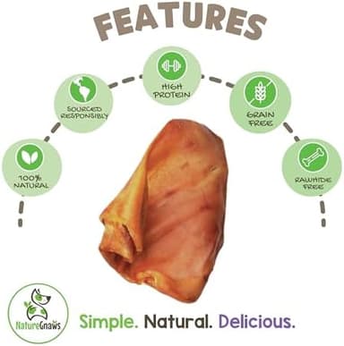 Nature Gnaws Pig Ears for Dogs (8 Count) - Thick Long Lasting for Aggressive Chewers and Large Dogs - Natural Pork Dog Chew Bones - Rawhide Free - Image 4