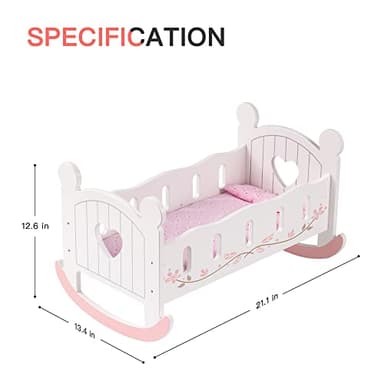 ROBUD Wooden Baby Doll Crib, Baby Doll Bed Toys, Fits Up to 18 Inch Doll Accessories - Image 3