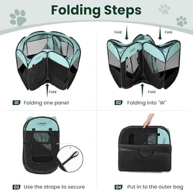 Love's cabin Pet Puppy Dog Playpen, Medium Dog Tent Crates Cage Indoor/Outdoor, Portable Playpen for Cat, Foldable Pop Up Dog Kennel Playpen with Carring Case, Removable Zipper Top, Green - Image 8