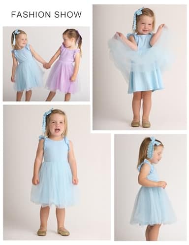 Flypigs Toddler Tutu Dresses Cute Flutter Girls Tulle Dress Blue Casual Summer Sundress for Kids for 3 Years - Image 5