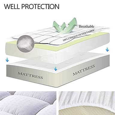 EASELAND Queen Size Mattress Pad Pillow Top Mattress Cover Quilted Fitted Mattress Protector Cotton Top Stretches up 8-21" Deep Pocket Cooling Mattress Topper (60x80 inch, White) - Image 3